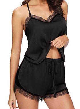 Solid lace edging pajamas for women 纯色蕾丝花边吊带睡衣女