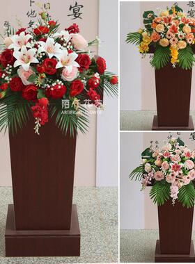 新款演讲台百合花发言台迎宾区布置主席台仿真花艺司仪台挂式假花