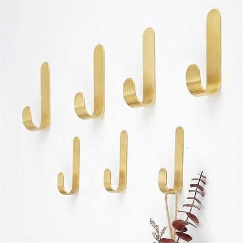 Wall Mounted Brass Wall Hook Gold J Shaped Key Holder