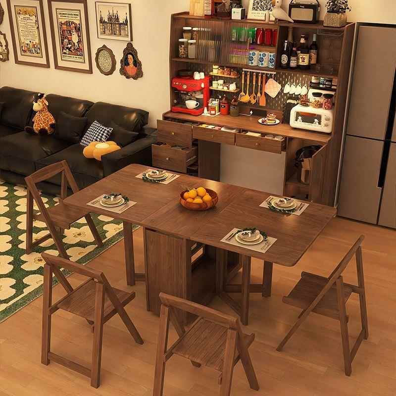 全实木餐边柜叠桌餐桌一体可伸缩折折叠移动小户CID型家用子功能P
