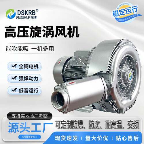 3KW2.2KW吸黄豆双叶轮高压鼓风机RB-72S-2双段污水曝气旋涡气泵