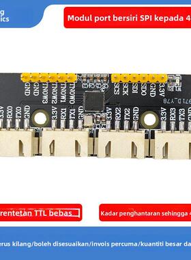 SPI转四串口TTL模块CH9434M扩展全/半双工单片机收发串口通讯MCU