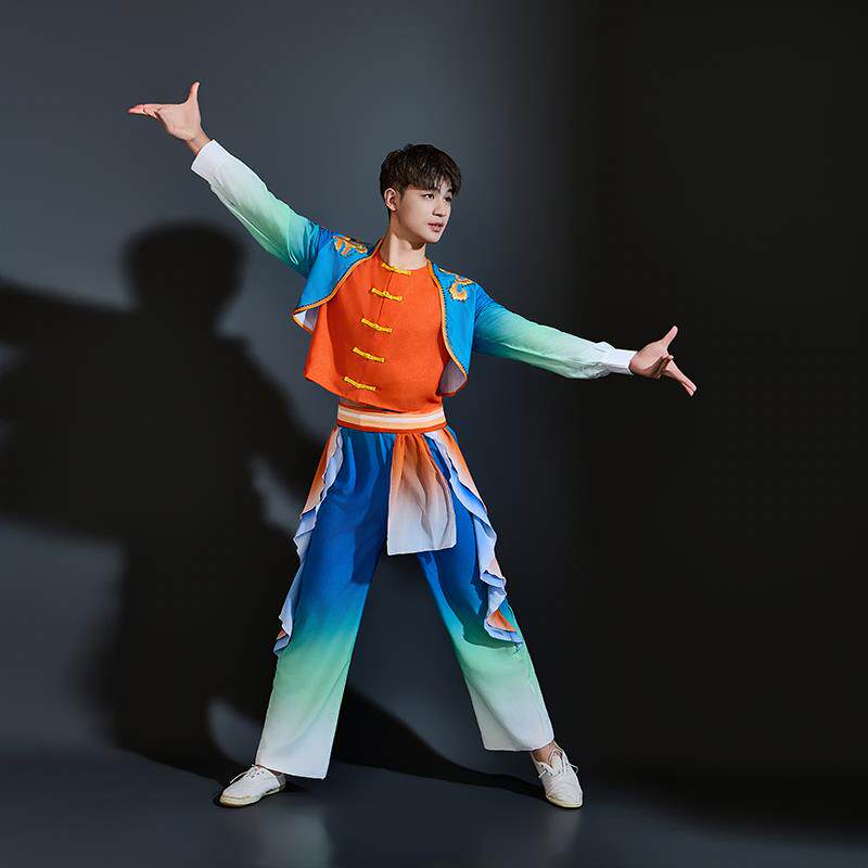 新款高演档花鼓民间秧舞蹈秧歌服装晚会表服装舞蹈服装灯歌服装男