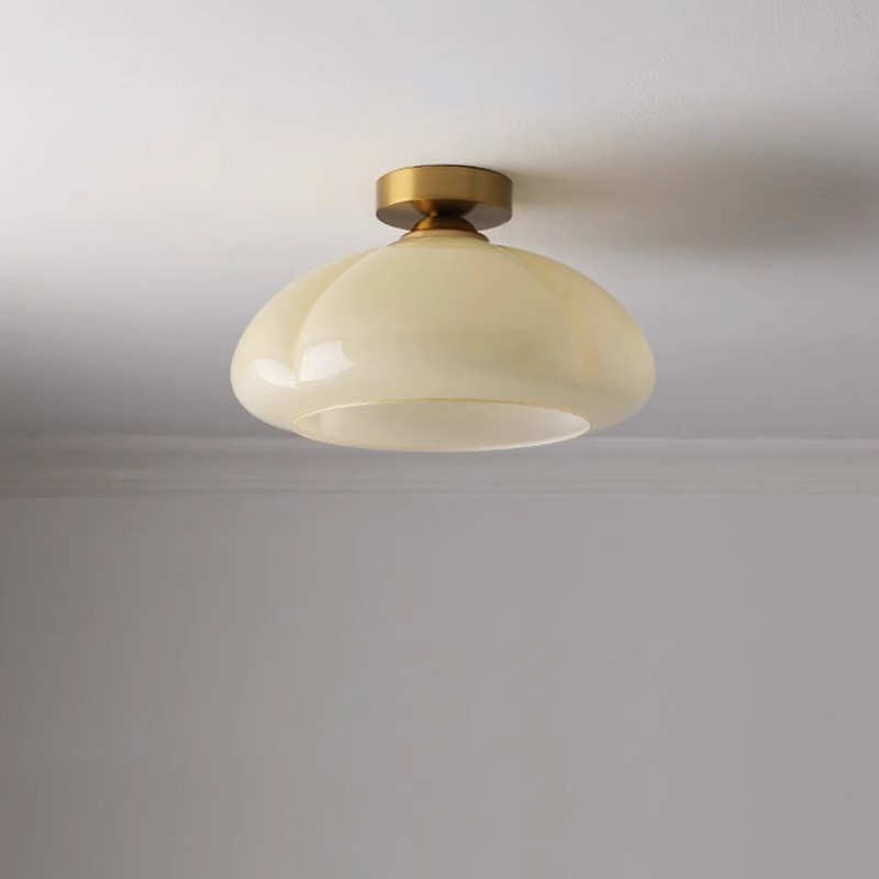 卧室玄关南瓜玻璃灯复古走廊北欧风入户过道吸顶灯法式阳台灯奶油