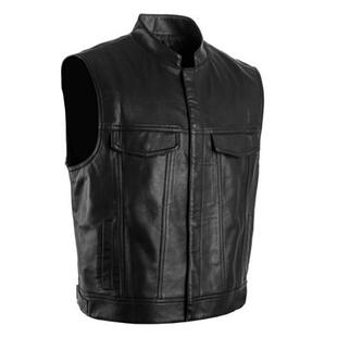 USA Leather 1205 Mens Black Combat Style Motorcycle Biker