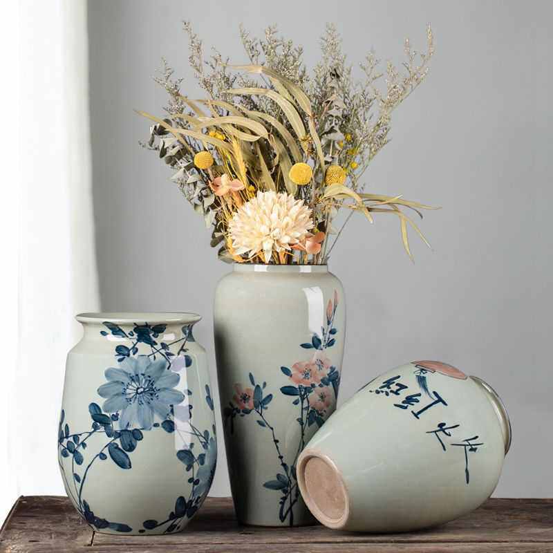 手绘青花瓷景德镇花瓶花器花盆花插中式水培插花摆件复古怀旧昌震,家居饰品,花瓶,淘宝优惠券,粉丝福利购,淘宝优惠卷