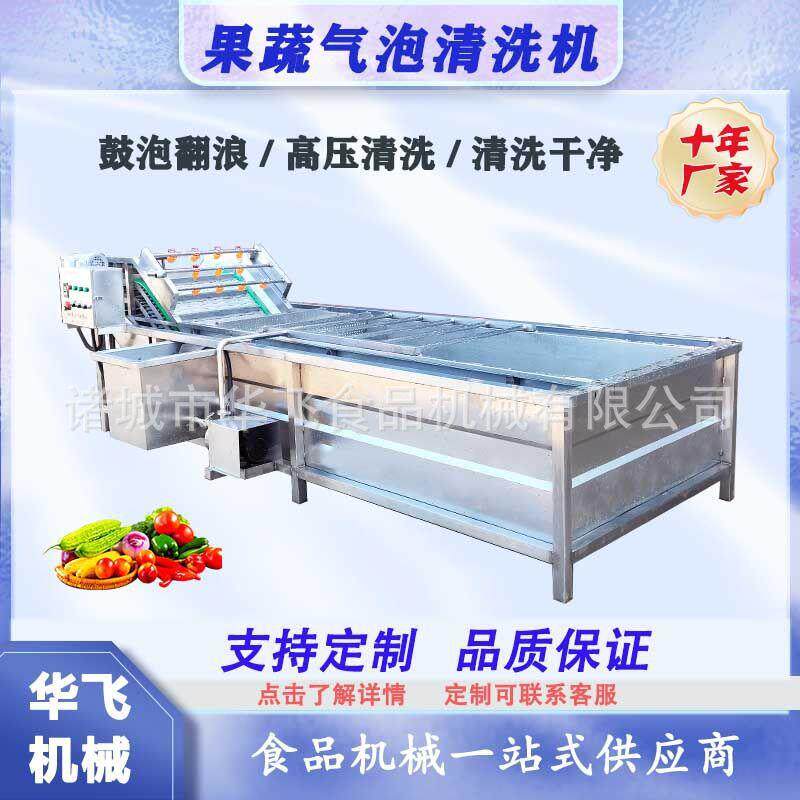 果蔬深加工气泡清洗机紫苏叶清洗吹干流水线多功能果蔬气泡清洗线