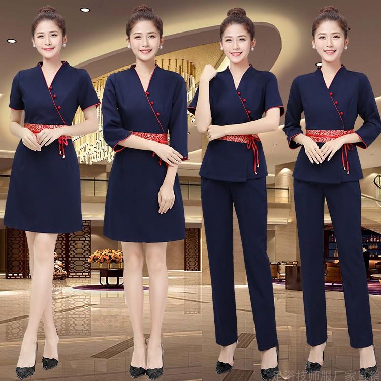 美容师工作服女中式汉服套装采耳工装技师裤子工服美容院连衣裙夏