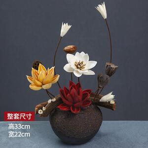 干花真花摆设莲蓬花束餐桌成品花艺轻奢酒柜客厅荷花禅意装饰摆件