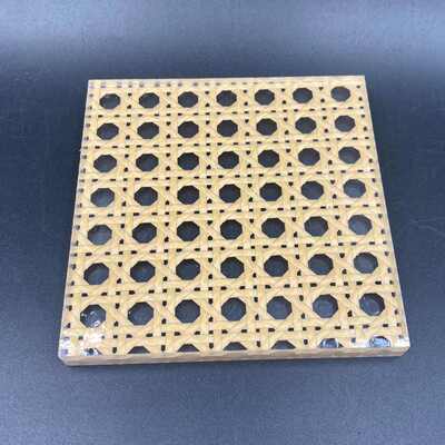 藤编竹色亚克力板编织网夹丝树脂板PETG有机玻璃酒店屏风家具柜门