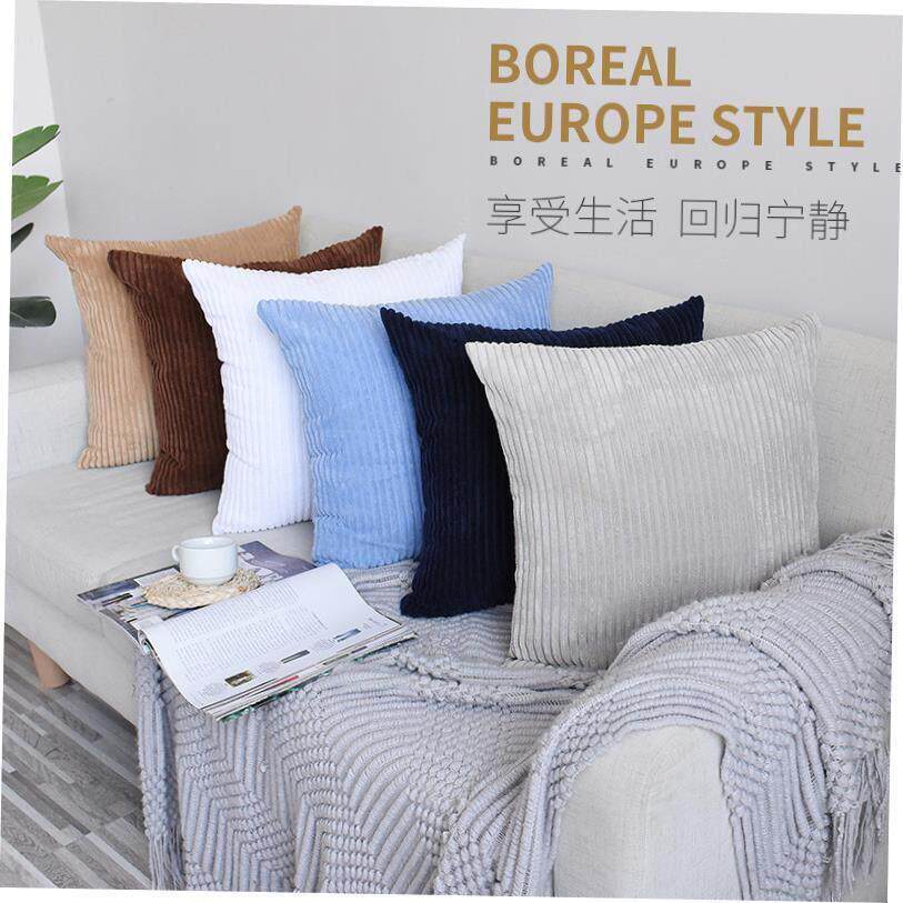 Nordic sofa pillow cushion cover corduroy striped pillowcase图片