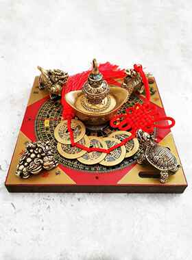 BK9K聚财阵铜招财金蟾貔貅麒麟龙龟聚宝盆家用罗盘客厅店铺办