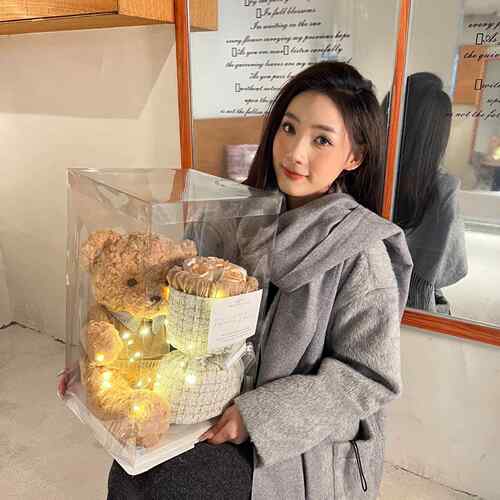 玩偶公仔小熊仿真花永生花送女生闺蜜情人节礼物香皂花教师节花束