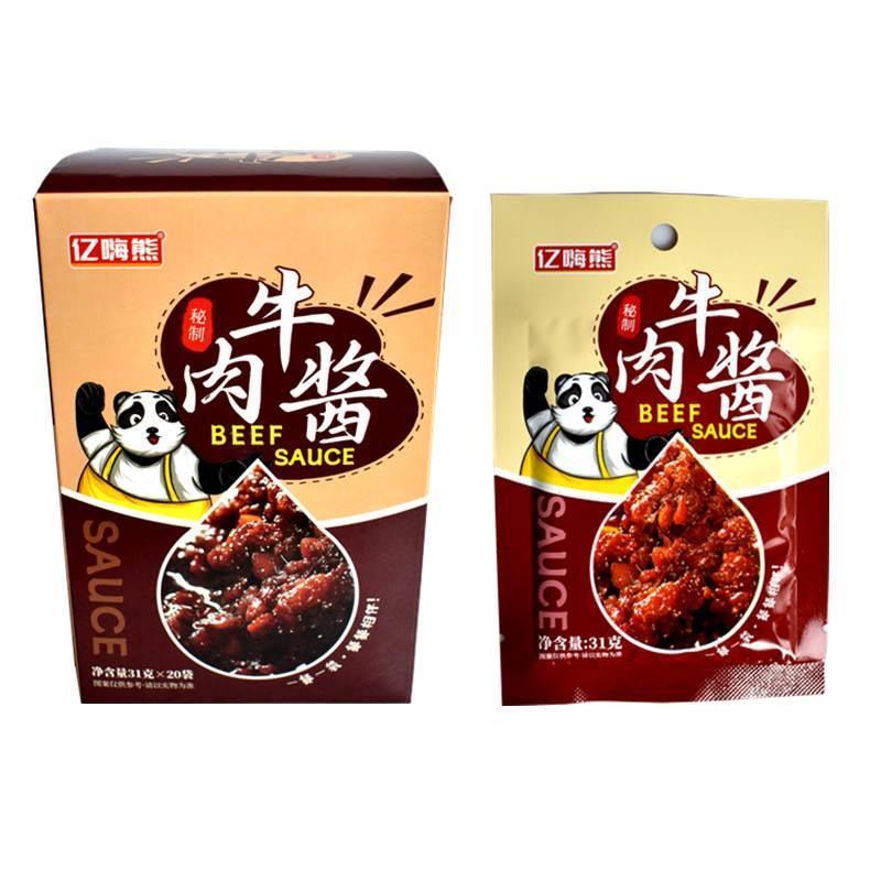 亿家红出品亿嗨熊香菇酱牛肉酱夹馍酱藤椒鸡拌饭酱31克袋装下饭菜