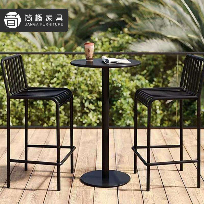 户外高脚凳吧桌椅组合露天奶茶店酒吧高脚凳别墅阳台休闲吧台椅