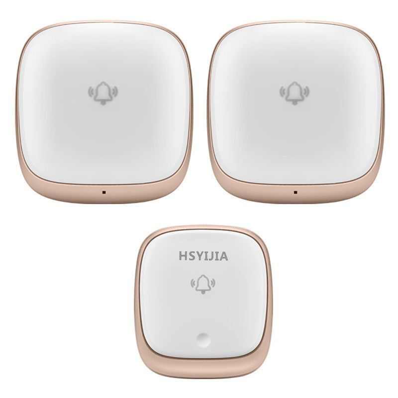 一拖二无线门铃自发电闪光发声家用远距离老人聋哑人呼叫器B111-2