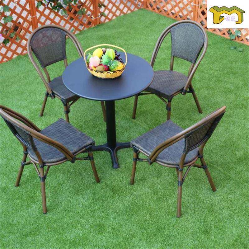 阳台小桌椅户外庭院花园桌椅咖啡厅连锁店小茶几藤椅休闲网布桌椅