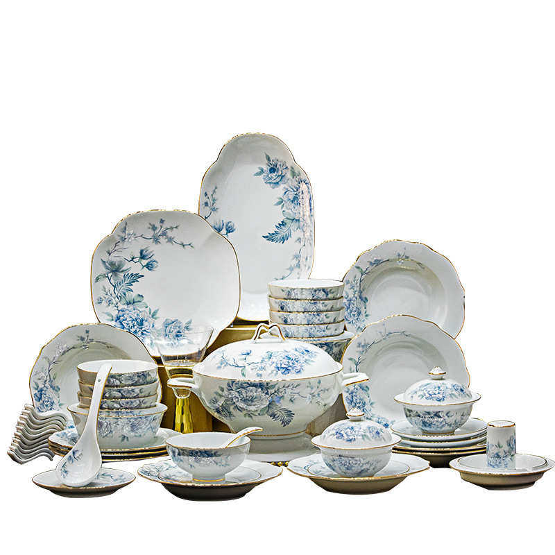 2025新款碗碟套装家用景德镇高端白瓷餐具套装手绘描金高级感送礼,餐饮具,盘,淘宝优惠券,粉丝福利购,淘宝优惠卷