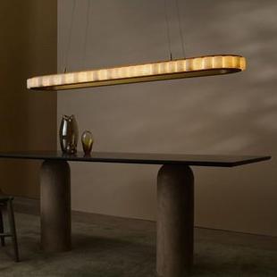 现代V吊C轻奢墅客厅云餐石吊灯设计师别复式 挑空78593厅样板间椭