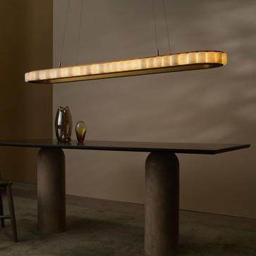 现代V吊C轻奢墅客厅云餐石吊灯设计师别复式挑空78593厅样板间椭