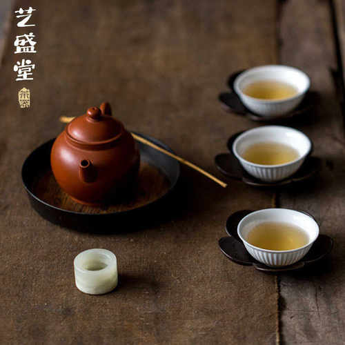 铜制梅花杯垫家用茶杯托覆古功夫茶具茶道配件品茗杯防烫隔热茶垫