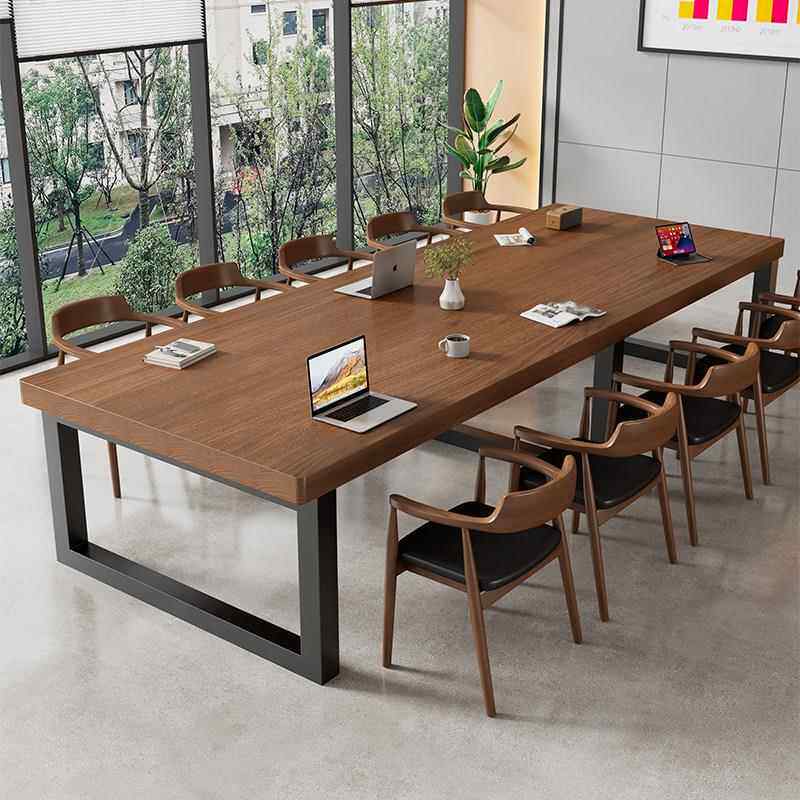 实木会议桌长桌简约现代长条大板桌会议室长方形办公洽谈书桌餐桌