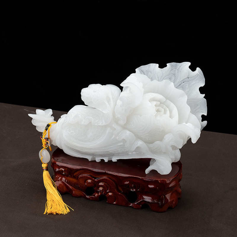 阿富汗玉白菜摆件客厅酒柜大白菜玉石玉摆件送礼佳品一件代发