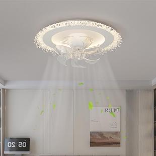 现代轻奢高端卧室一体摇头电扇灯儿童房间餐厅创意水晶吸顶风扇灯