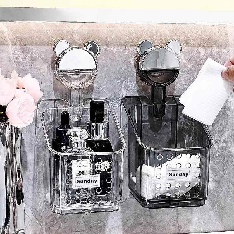 吸盘置物架卫生间厕所洗漱台浴室化妆品墙上壁挂洗脸巾沥水收纳盒