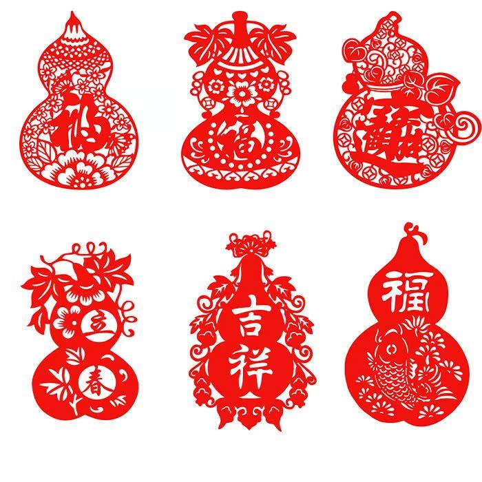新年葫芦剪纸半成品立春葫芦刻纸装饰画手工成品民俗中国风打印稿