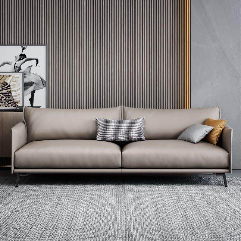 办公沙发茶几组合真皮简约现代商务接待办公室沙发意式极简三人位