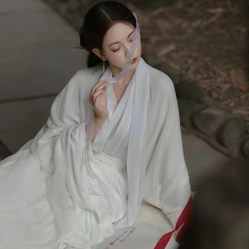 柒玖捌【霜白】原创新款直裾改良汉元素魏晋制白色汉服女清冷超仙