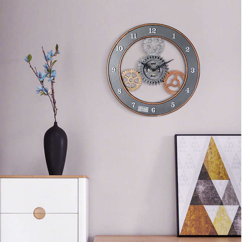罗马齿轮挂钟木质工业风钟表客厅壁挂钟家居装饰创意挂钟数字表盘
