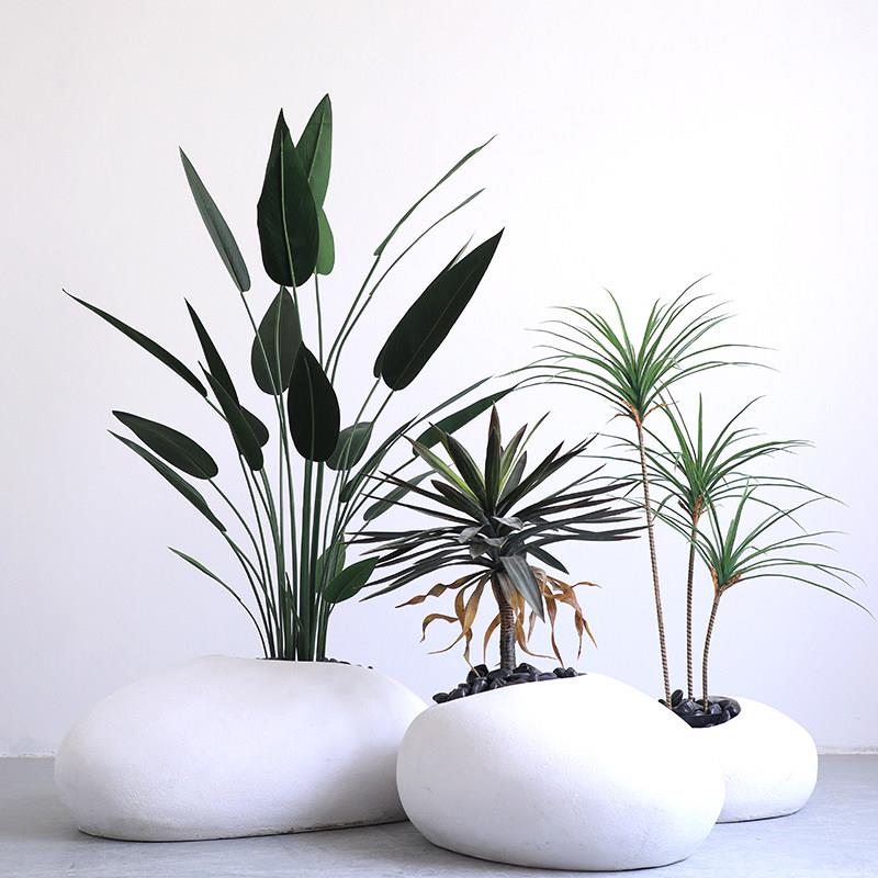 北欧风玻璃钢花盆户内外花器简约庭院种植箱圆形花槽花箱装饰摆件