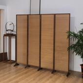 日式 覆古玄关 屏风隔断客厅家用入户遮挡折叠屏风移动实木竹编中式