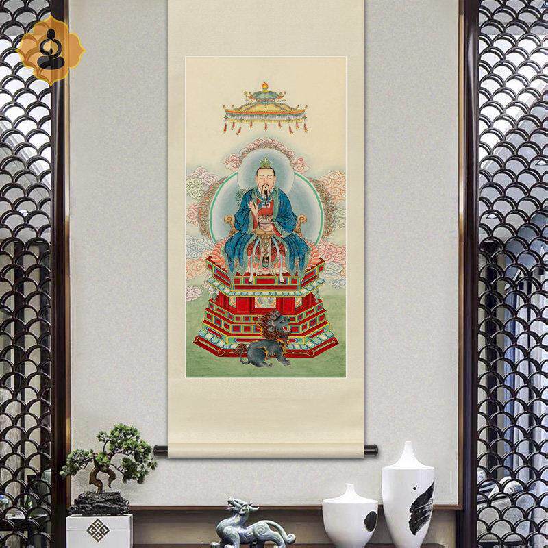 工笔人物国画青华大帝太乙救苦天尊画像玄关书房中式画轴卷轴挂画