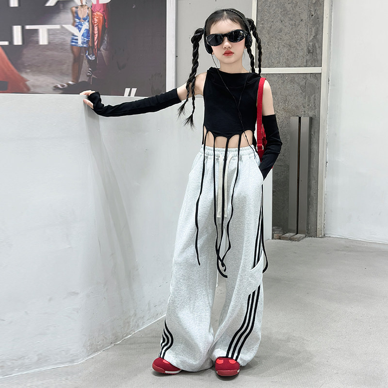 皮皮妞女童爵士舞服春夏款阔腿裤
