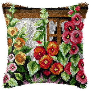 diy花十字绣地毯绣段段绣手工抱枕车枕沙发枕毛线绣抱枕送材料包