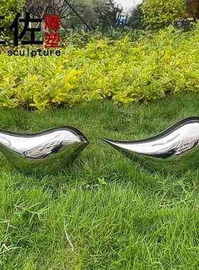 户外草地不锈钢小鸟草坪雕塑摆件镜面仿真鸽子创意抽象艺术装饰品