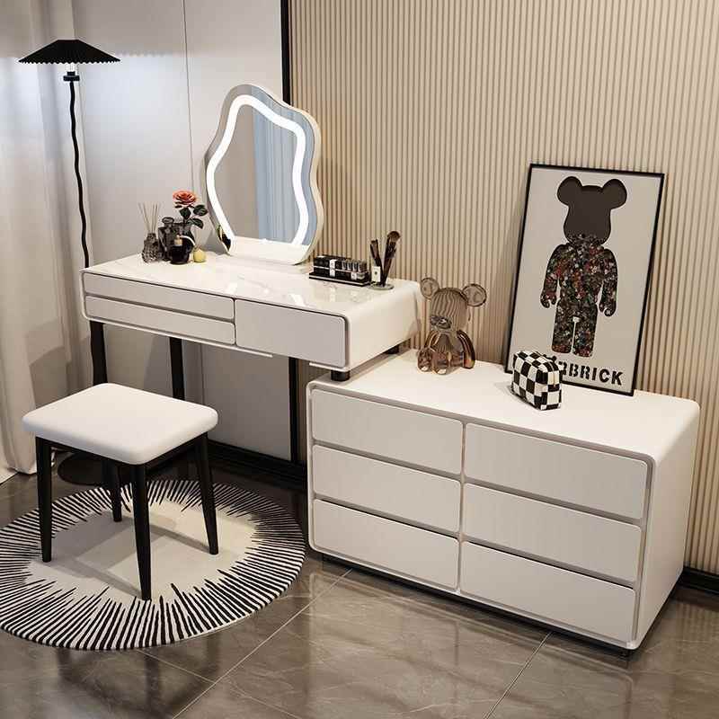 全实木岩纳LRE妆板奶油风梳妆台现代角简约卧室化妆桌台收柜转柜