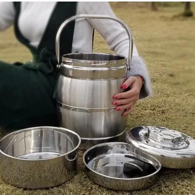科创保温提锅不锈钢保温饭盒食格大容量10.5L真空双层饭桶幼儿园