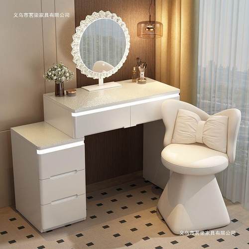 实木烤漆梳妆台2025新款小户型卧室简约现代风化妆桌收纳斗柜一体