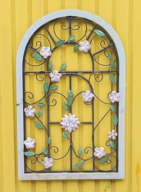 铁艺实木春意花枝藤蔓壁挂拱窗户外立体创意墙壁装饰品背景墙