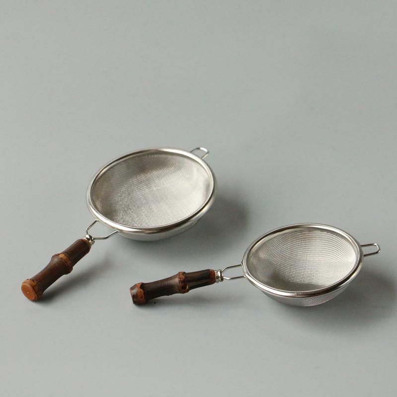 不锈钢紫竹手柄茶道茶具茶漏茶叶茶渣过滤器零配泡茶喝茶器具