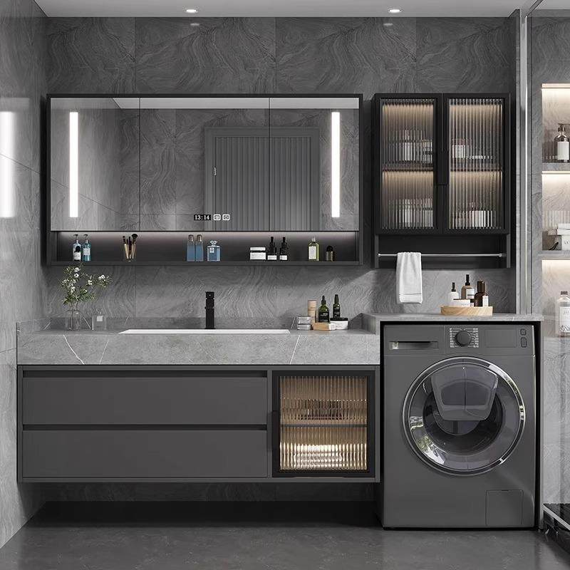 浴室柜阳台洗衣机柜一体洗脸盆柜组合洗手盆洗漱台洗衣池岩板无缝