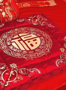 女方结婚用品坐福垫结婚新娘上坐福垫百福刺绣加大坐垫婚房喜被
