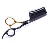 厂家直销6寸不锈钢带梳子剪刀个性 理发平剪刘海美发平剪美发剪刀