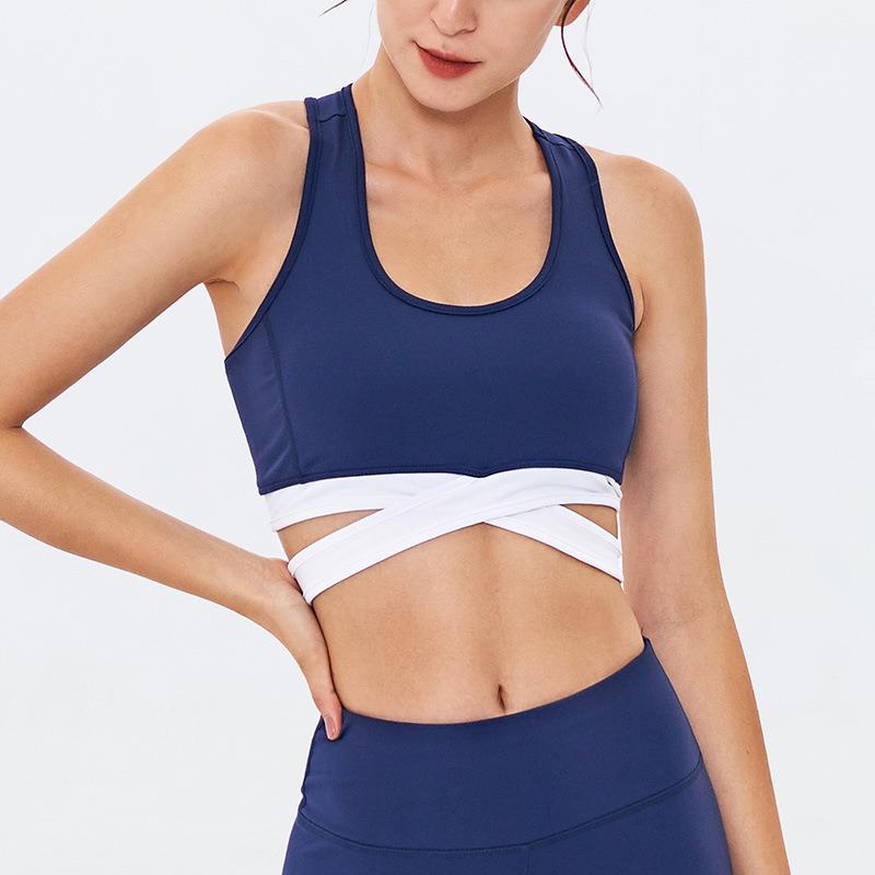 womens cross quick-drying shockproof bra yoga gathered