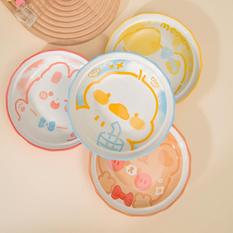 卡通可爱儿童网红陶瓷盘子菜盘家用创意牛排西餐早餐盘碟餐具套装