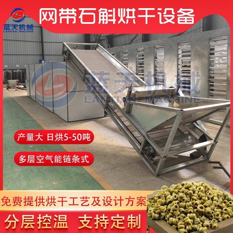 全自动石斛烘干机大型铁皮石斛网带干燥机金钗石斛林兰烘干设备